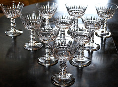 Vtg Set 10 BRYCE WAKEFIELD Champagne/Sherbet Glasses CUT CRYSTAL BALL STEM 4.75″