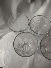 Set Of 5 , Clear Glass Tumblers Large Dot Pattern Thumb Print 16 oz 6″