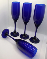 Vintage Libby Premier Cobalt Blue Fluted Champagne Glasses – Set of 4 – EUC