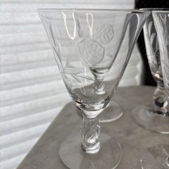 Tiffin»Nancy Prentiss» Etched Rose w/Swirl Stem Juice, Glasses Milburn Rose 6