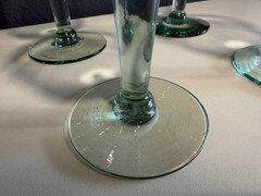 Set of 4 Vintage Green Stem Wine Glasses Hand Blown Rustic Goblets Corsica Glass