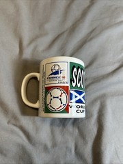 Vintage France 98 World Cup Mug Mascot Footix Licensed 1995 Soccer Scotland 3.5”