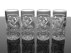 HOFBAUER BYRDES CLEAR BIRD 4-PC CRYSTAL HIGHBALL WHISKEY TUMBLERS GLASSES (1453)