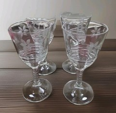 Federal Glass Cut Floral Ringed Bowl And Stem Clear 6 5/8” Water Goblet(s)