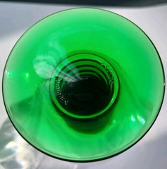3 Vtg Luminarc Roemer Gold Grapevine Etch Wine Goblet Cordial Green Beehive Stem