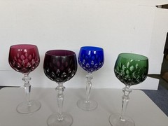 Cristallerie de Lorraine France Cut Crystal Wine Glasses/Goblets Set of 4