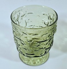 Set of 4 – Midcentury Anchor Hocking MILANO GREEN On the Rocks Crinkle Glass
