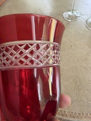 3 CRYSTAL ruby red clear to cut wine glasses THESE ARE VINTAGE & EXCELLENT 8 1/4
