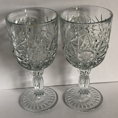 Vintage Libby Starburst Hobstar Water Wine Glass Goblets 12 Oz. Set of 2