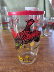 Hazel Atlas Pheasant Pitcher, 6 Glasses, 2 Shot Glasses, Shaker+lid & Ice Bucket