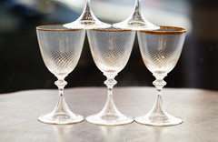 6x Nason&Moretti Murano Gotic Pattern Twisted Stem Cup Glasses Stemware 100ml