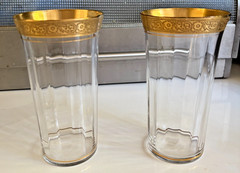2 RARE!! TIFFIN FRANCISCAN Crystal Tea Glass, 24K Gold Encrusted 1930’s