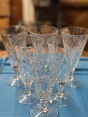 Seneca | American Brilliant Cut Glass | 6 Crystal Juice Iced tea Stemware 7.25”