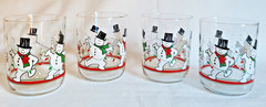 Set of 4 Libbey Snowman Lowball Tumbler / All Purpose Glasses Christmas Holiday