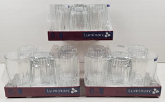 18) Luminarc Lancer 9 Oz Flat Tumblers Set Vintage Clear Cut Cristal Arcoroc Lot