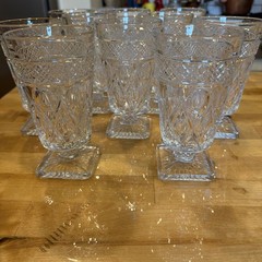 IMPERIAL VINTAGE FOOTED GLASS CAPE COD CLEAR 10 PC