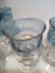 Tiffin Franciscan Blue Flashed Water Goblets 6
