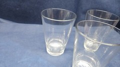 Clear Glass 10 oz. Tumblers With Ribbed Bottoms Set Of 3 Pre-owned In EUC