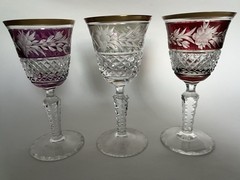 Set 3 Ebeling Reuss Marchioness Cut 2 Clear Wine Liquor Sherry Stem Glasses 5.5″