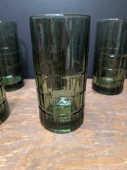 Vintage Anchor Hocking Tartan Green Ice Tea Glasses Set of 6 16oz