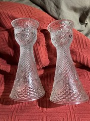 1979 Fostoria For Avon Hearts Candlestick Set of 2