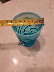 Antique EAPG DUGAN Blue Opalescent S Repeat Flat Tumbler Water Glass1900- 1907
