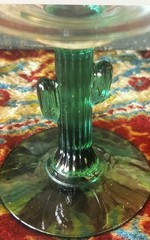 Libbey Set of 4 Cactus Margarita Glasses 16oz Green Stem Barware Excellent