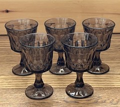 VTG Mid-Century (5) Noritake PERSPECTIVE Smoke Brown Wine Glasses Goblets Boho