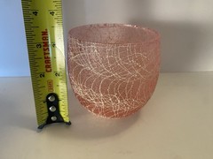 Vintage Spaghetti String Roly Poly Pink Glass Tumbler MCM Color Craft 3”