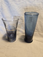 Glass Shot Glasses Set of 2 Blue and Clear Tapered Round