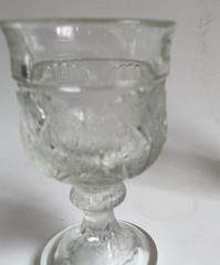 Vintage Indiana Glass Crystal PEBBLE LEAF Clear 6oz. Water Juice 3 Goblets