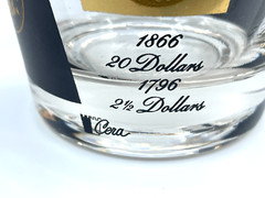 Vintage MCM Cera 22K Gold Black Coin Cocktail Old Fashioned Rocks Glass Set 4