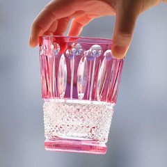Vintage Hand Cut Crystal Whiskey Glasses Tumbler Drinkware 9oz Pink Gift Packing