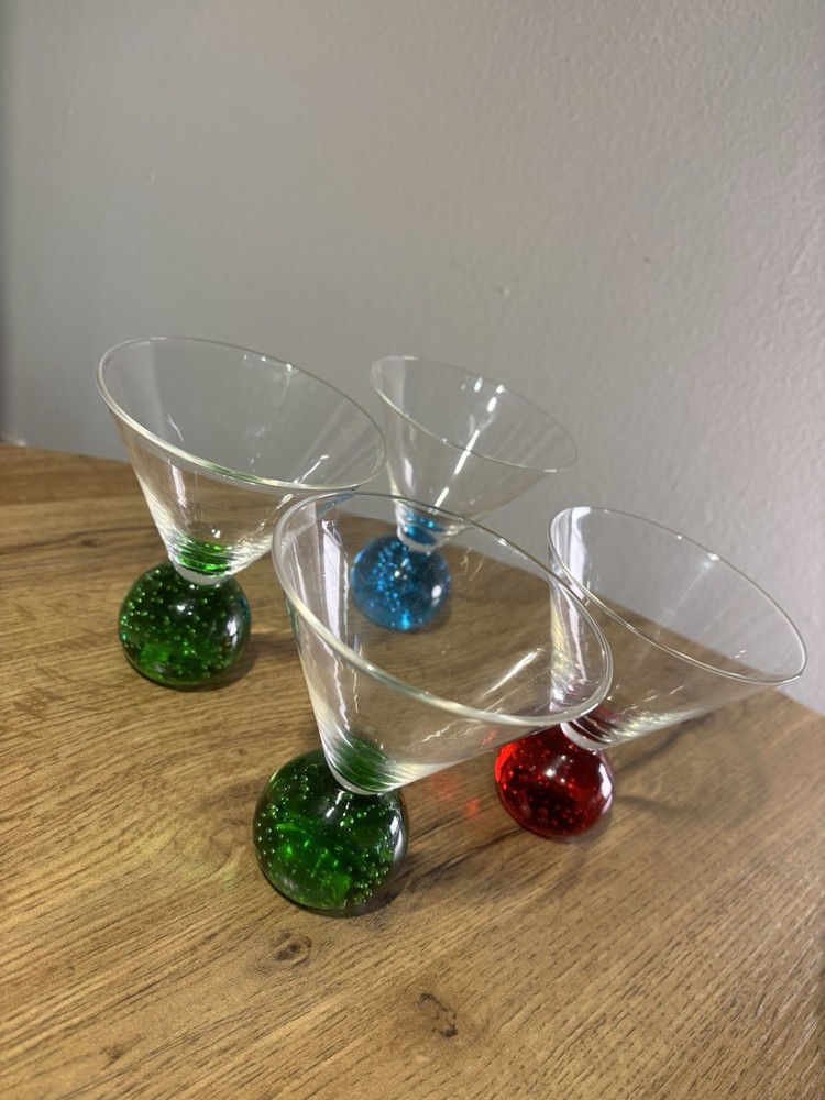 Hand Blown Postmodern Memphis Cocktail Glasses Set of 4