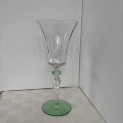 1 – Tiffin 15022 Clear w/Green Wafer & Foot Tall Water. Vertical Line Optic Bowl