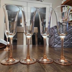 Vtg French Luminarc Pink GlassWare Lot champagne flute +