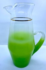 MCM Blendo Frosted Chartruse 80oz. Pitcher 11-3/4” Tall West Virginia Glass Co
