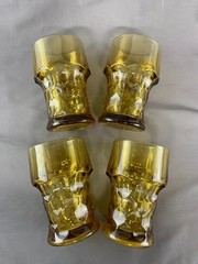Vintage Set of 4 Anchor Hocking Georgian Amber (Topaz) 14 ounce Flat Tumblers