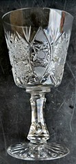 Hand Cut Crystal 4-3/4″ H Wine Glass Ray Cut Base Vintage