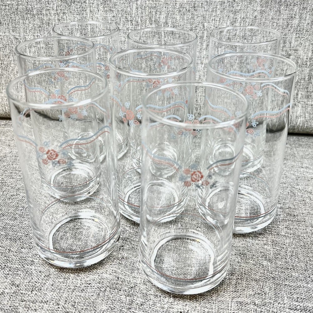 Set of 8 Corning Corningware Corelle English Breakfast Iced Tea Glasses Tumblers