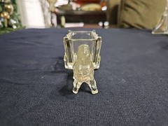 Jeanette Glass Horse Donkey Cart Toothpick Holder Candy Dish 1950’s Manganese