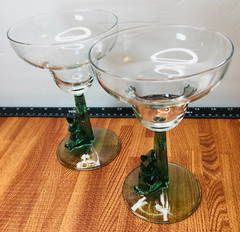 Margarita Glasses Cristal D’Arques Set of 2 Vtg Cactus Man Sombrero Stem Siesta