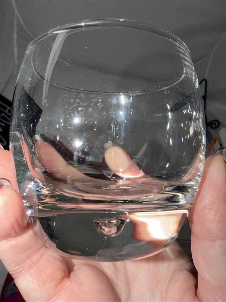 Bubble In Base, Round-shaped Glass. 3 1/2” Tall. 3 1/8” Across Rim. EUC!