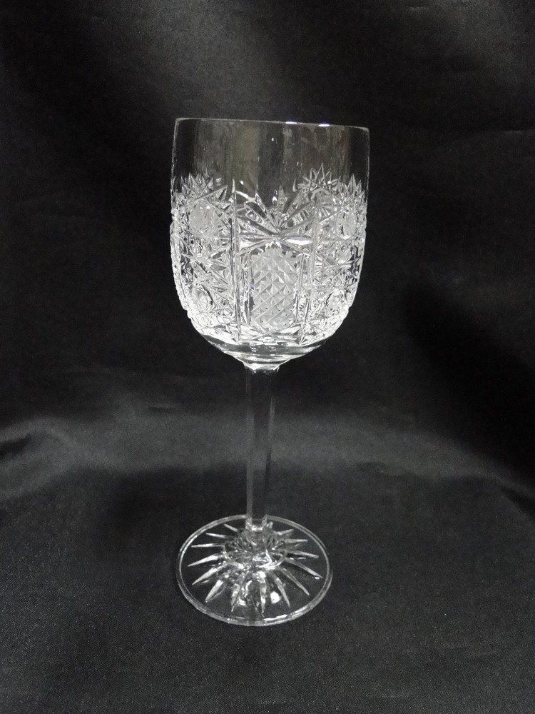 Bohemian Czech Queen Lace, Cut Stars: Wine Glass (es), 6″ Tall