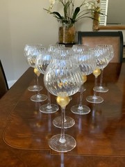 UNION STREET GLASS MANHATTAN GOLD Bordeaux Wine Glass Goblet Signed 11 AVAILABLE