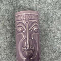 Vintage 2001 Accoutrements Tiki Mug Purple Ceramic 6.5in Barware Polynesian