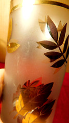 Libbey Highball~Frosted Maple Leaves Glass Ice Bucket & Matching Water Glass