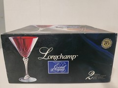 NEW IN BOX Pair Longchamp Ruby Red 25th Anniversary Martini Cocktail Glasses