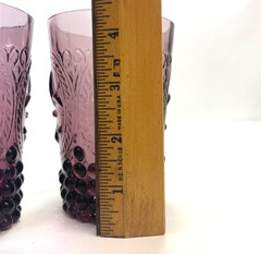 Zrike Glass Fleur de Lis Hobnail Renaissance Amethyst Tumblers Set of 2