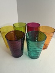 Circleware Optic Wave Heavy Juice Glasses ~4” Tall Set Of 6